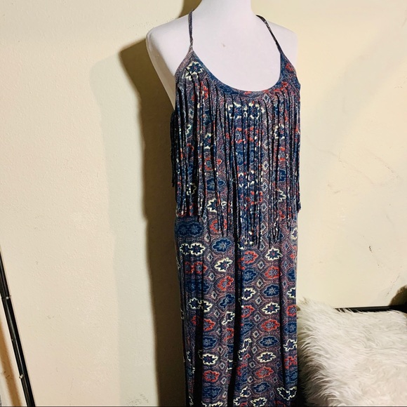 RVCA Burder blue print maxi dress - Picture 6 of 8